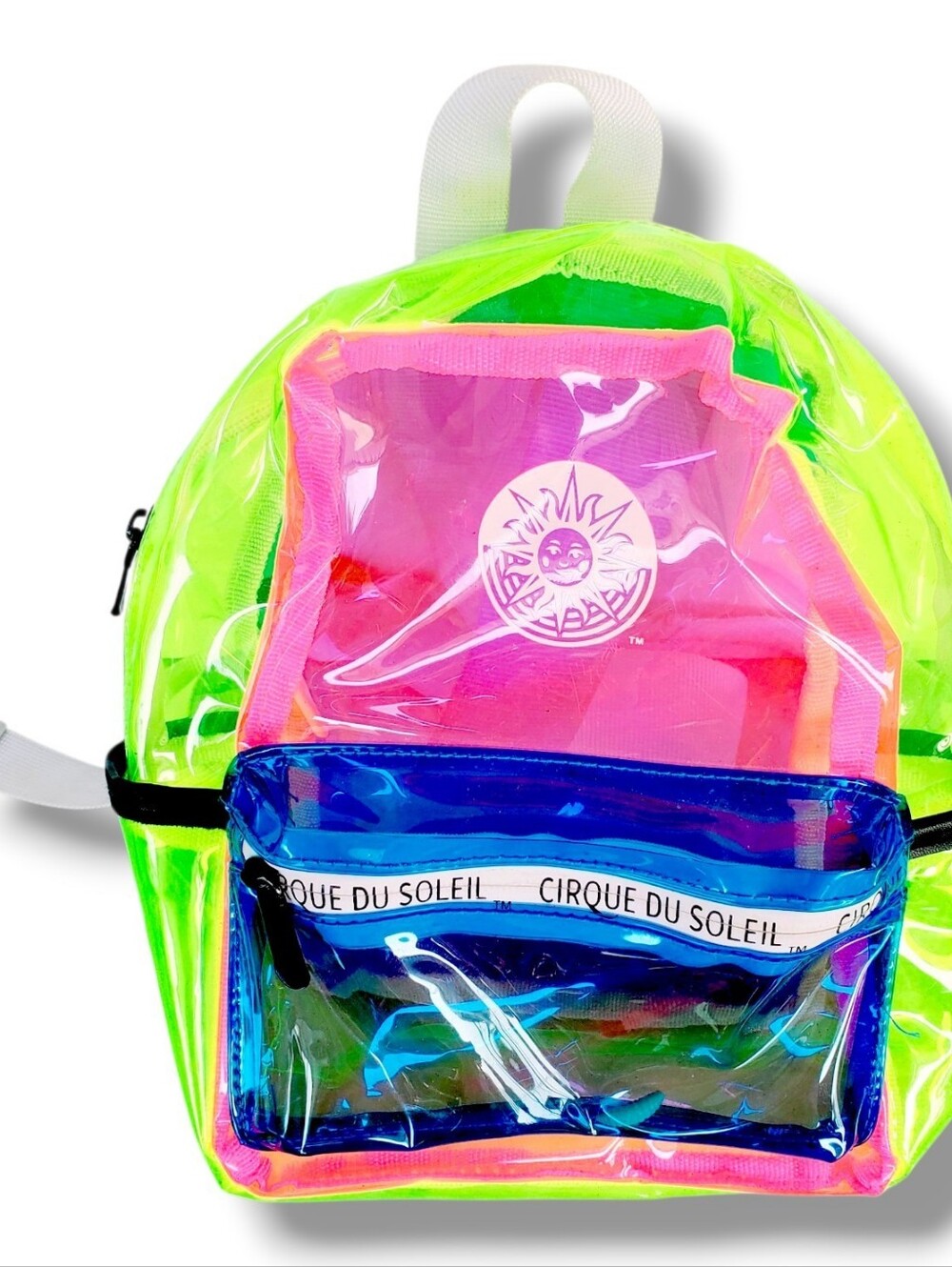 Rare exclusive Cirque Du Soleil Holographic Transpare Rainbow Neon Mini Backpack